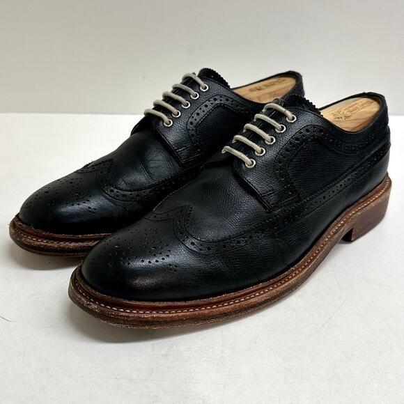 VERY GOOD Grenson Sid Longwing Brogue Black Scotch Grain Leather Wingtip US 10 - Picture 1 of 11